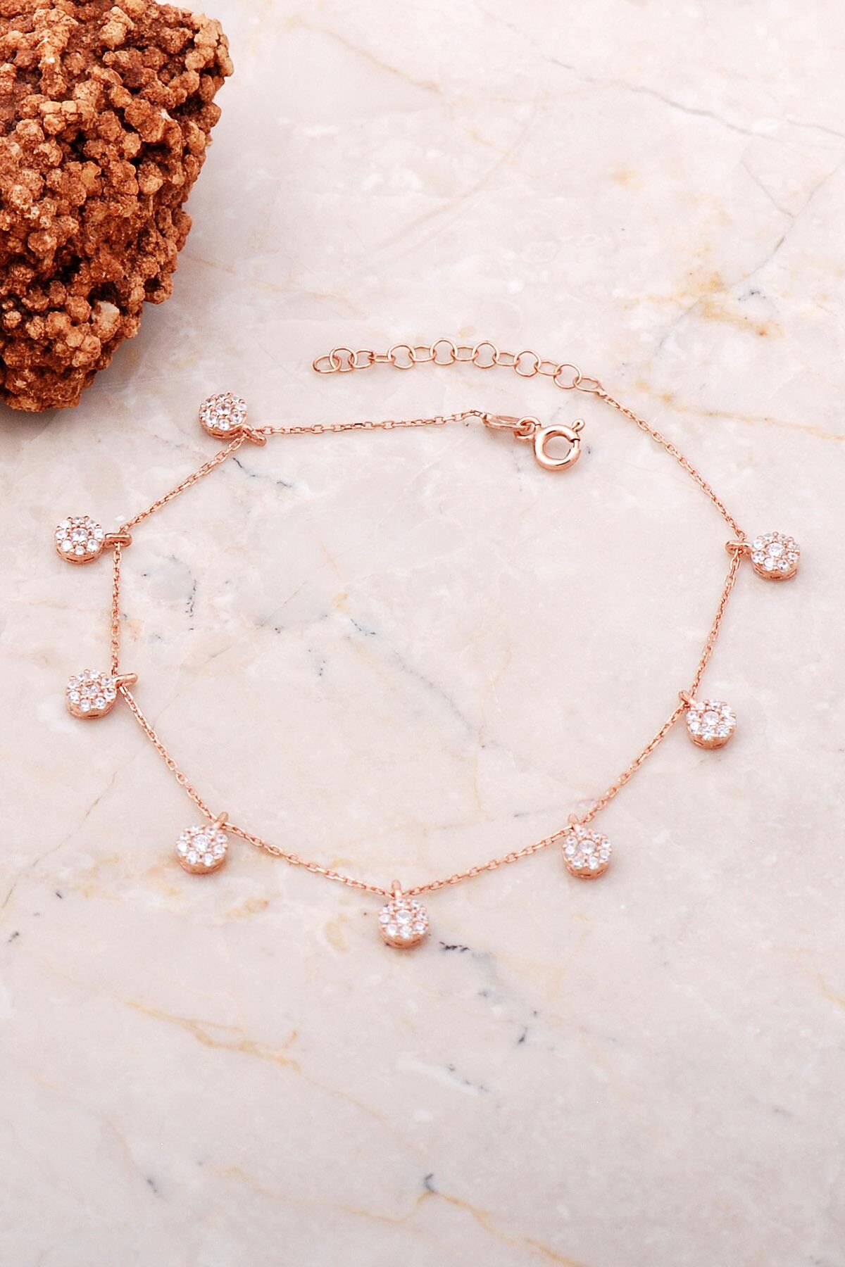 Taşlı Rose Gümüş Halhal 300