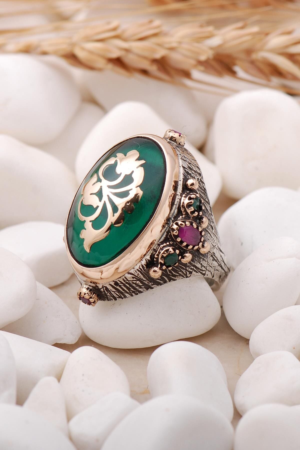 Sultan Serisi Yeşim Taşlı Elişi Gümüş Yüzük 198