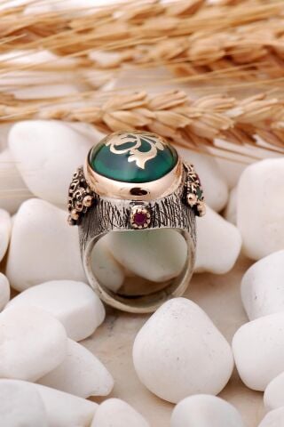 Sultan Serisi Yeşim Taşlı Elişi Gümüş Yüzük 198