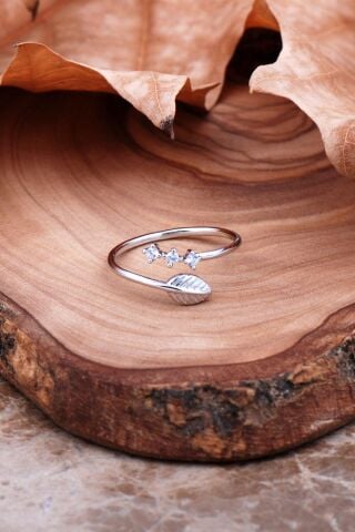 Yaprak Tasarım Gümüş Yüzük 2934