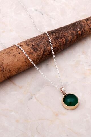 Yeşim Elişi Trend Gümüş Kolye 6938