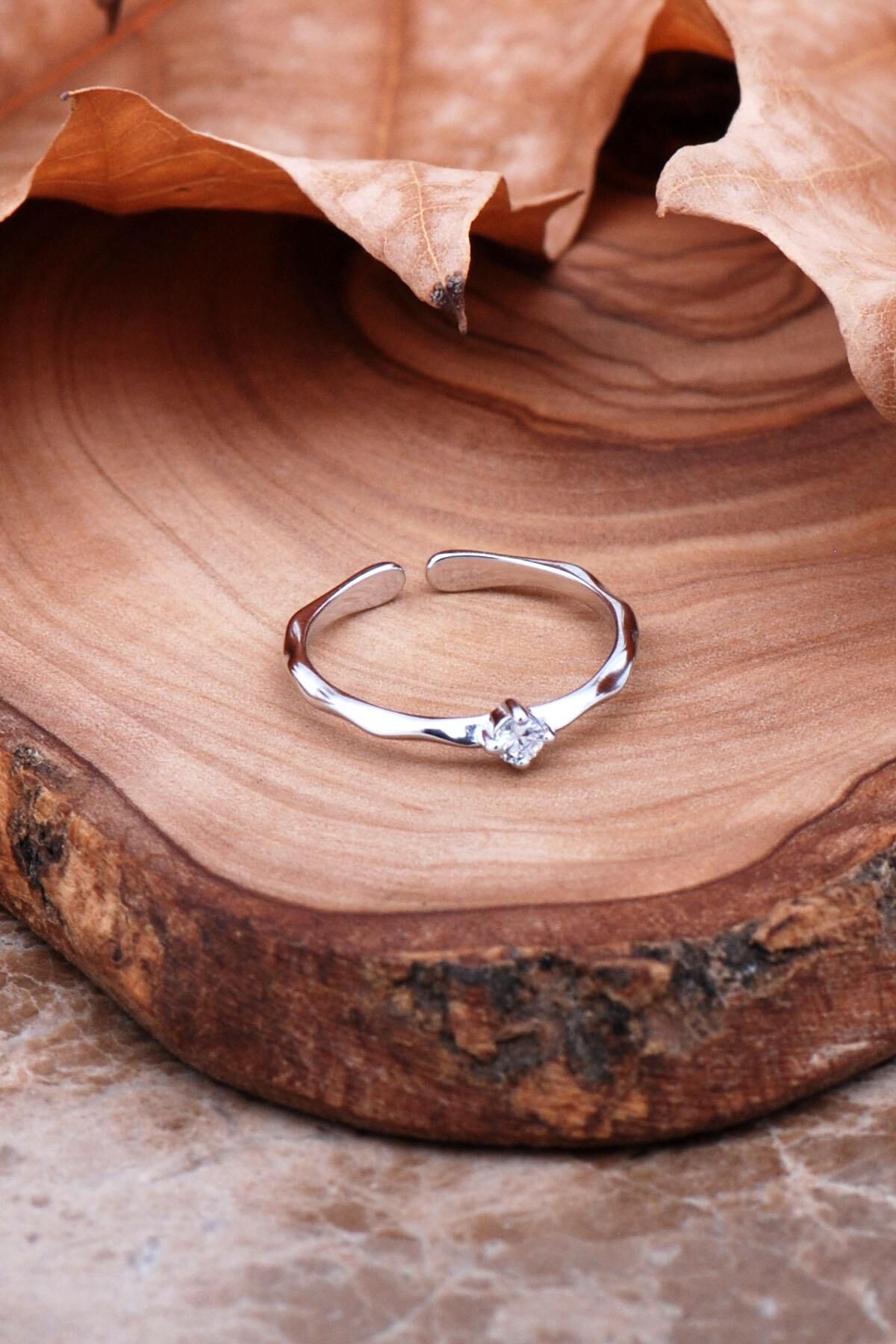 Dövme Tasarım Tektaş Gümüş Yüzük 2935