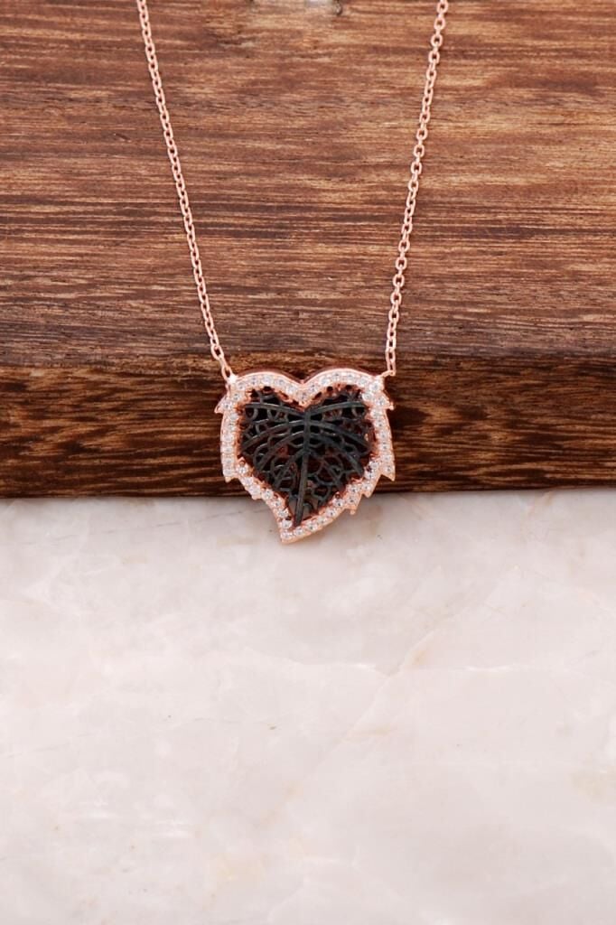 Çınar Yaprağı Rose Gümüş Kolye 1977