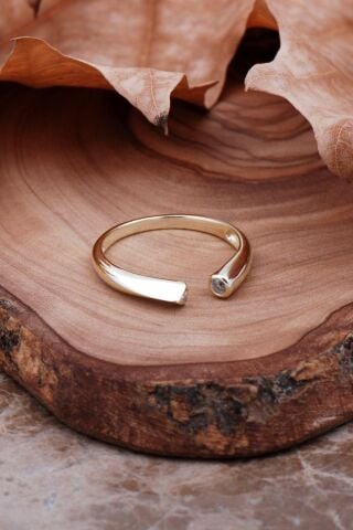 Tasarım Altın Yaldızlı Gümüş Yüzük 2938