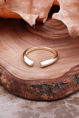 Tasarım Altın Yaldızlı Gümüş Yüzük 2938