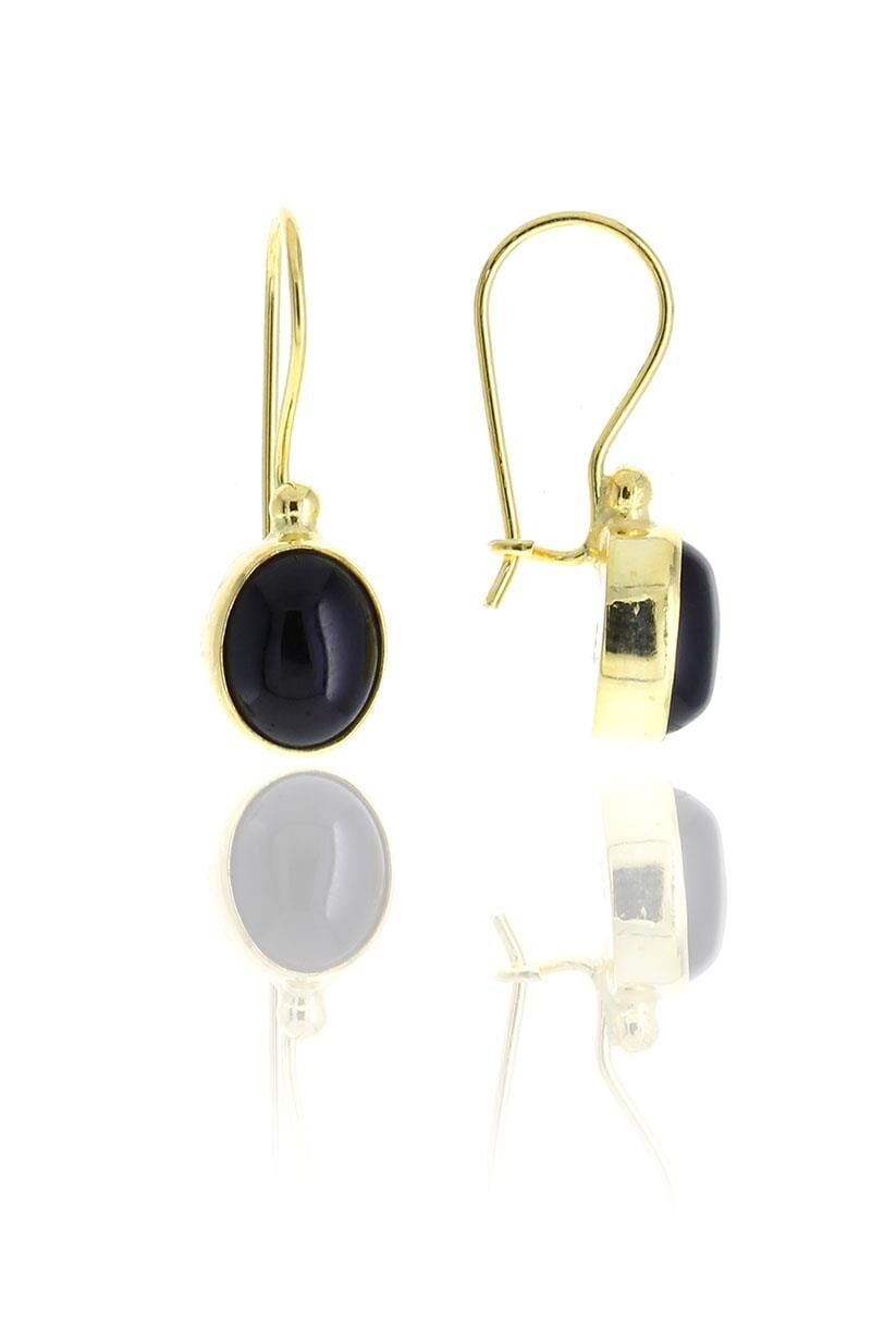 Onix Altın Yaldızlı Elişi Gümüş Küpe 5099