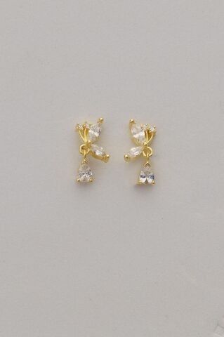 Taşlı Kelebek Altın Kaplama Mini Gümüş Küpe 7344