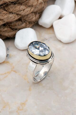 Kuvars Taşlı Tel Sarma Elişi Gümüş Yüzük 3277