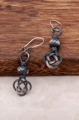 Kazaziye İşlemeli Elişi Tasarım Gümüş Küpe 4229