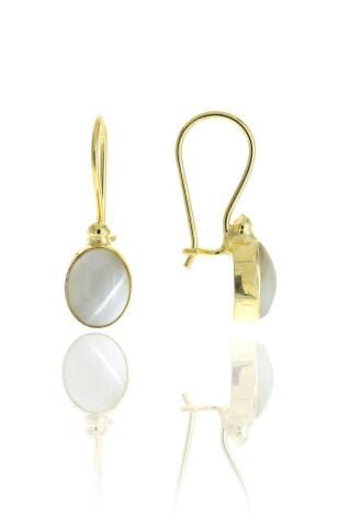 Sedef Altın Yaldızlı Elişi Gümüş Küpe 5105