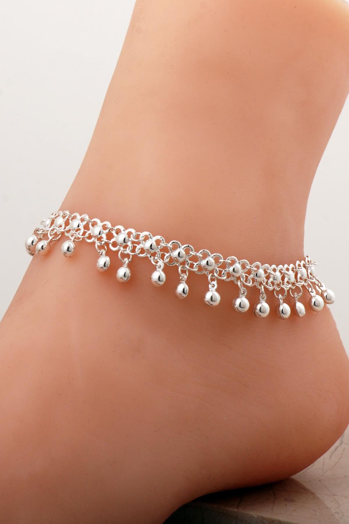 Akıtma Sık Toplu Gümüş Halhal 373