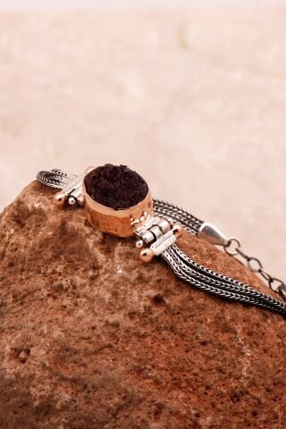 Ametist Taşlı Sarma Elişi Gümüş Bileklik 4362