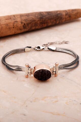 Ametist Taşlı Sarma Elişi Gümüş Bileklik 4362