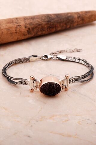 Ametist Taşlı Sarma Elişi Gümüş Bileklik 4362