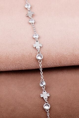 Yonca Rodyumlu Gümüş Bileklik 3737