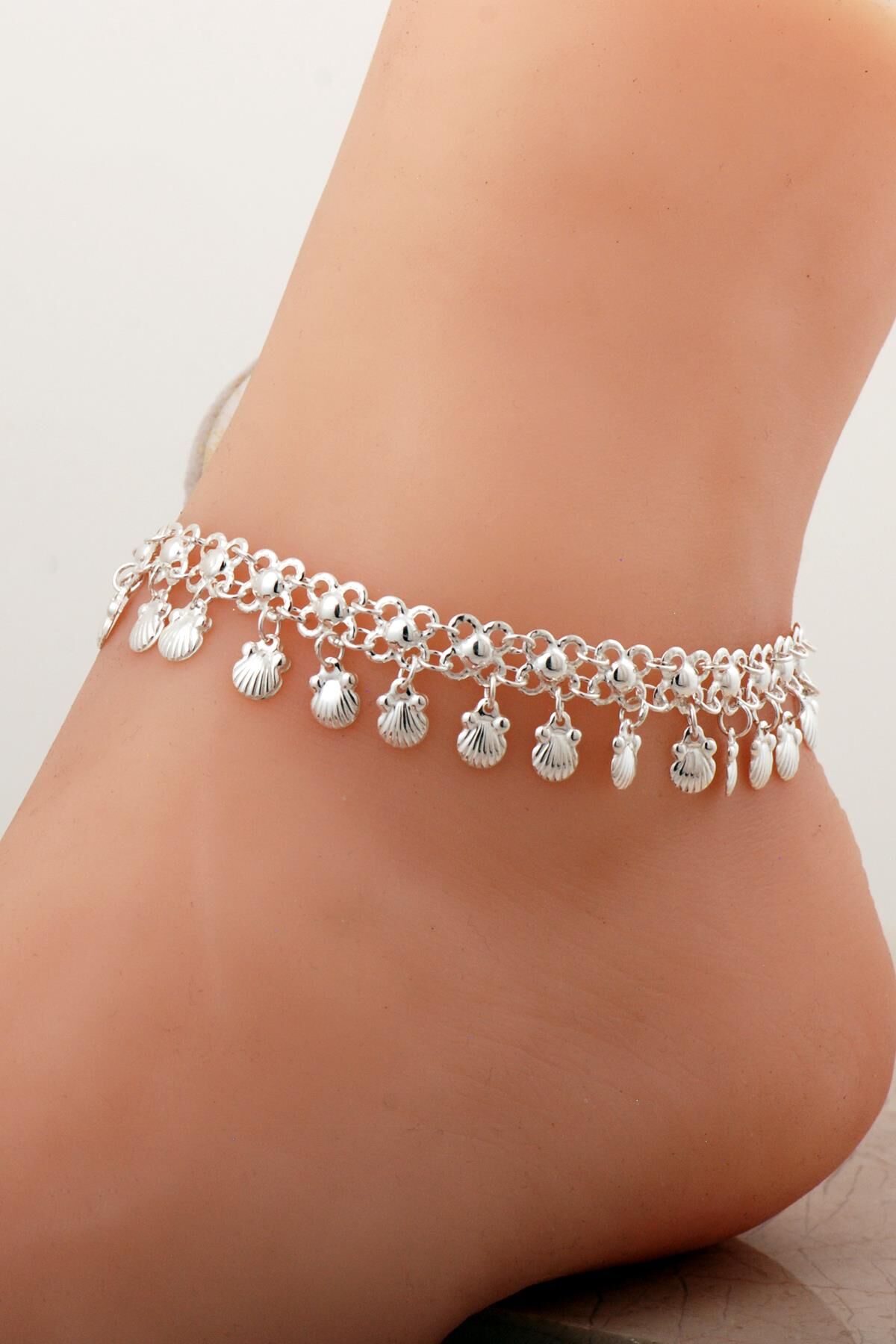 Akıtma Deniz Kabuğu Sallantılı Gümüş Halhal 374