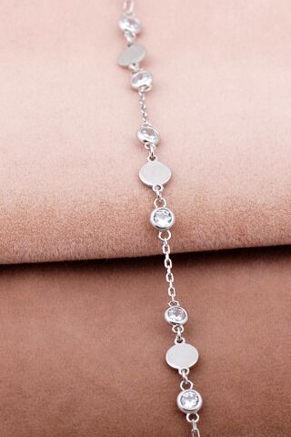 Pullu Rodyumlu Gümüş Bileklik 3738