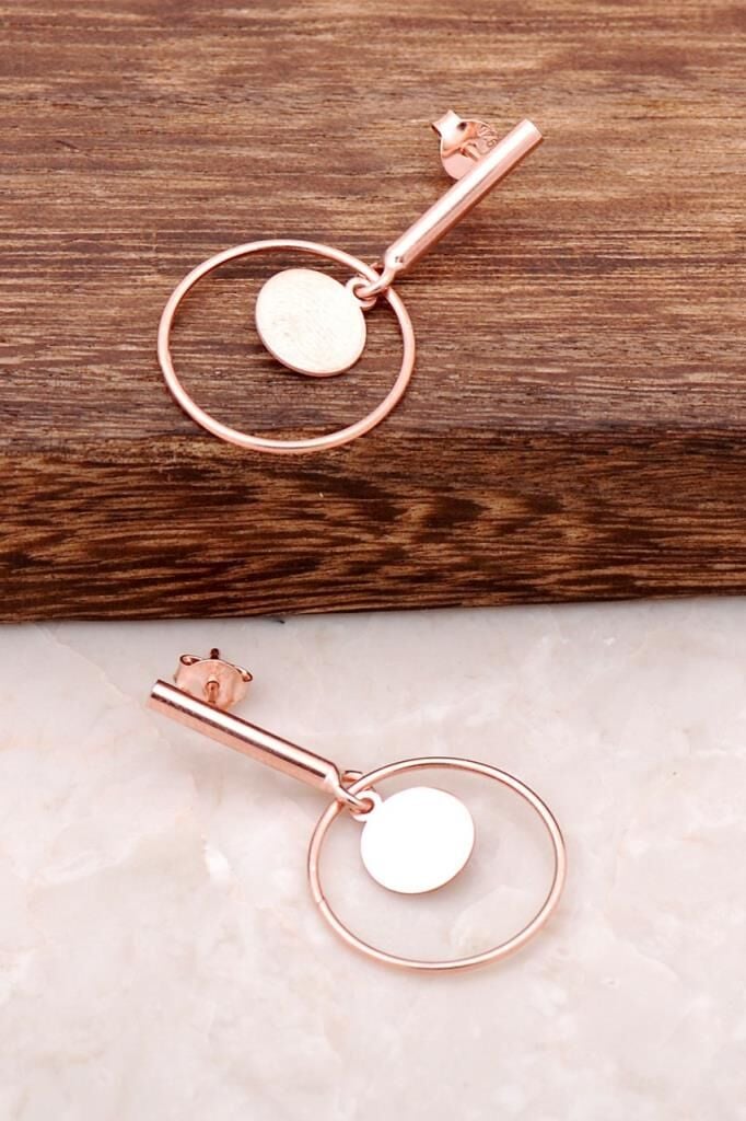 Halkalı Tasarım Rose Gümüş Küpe 2049