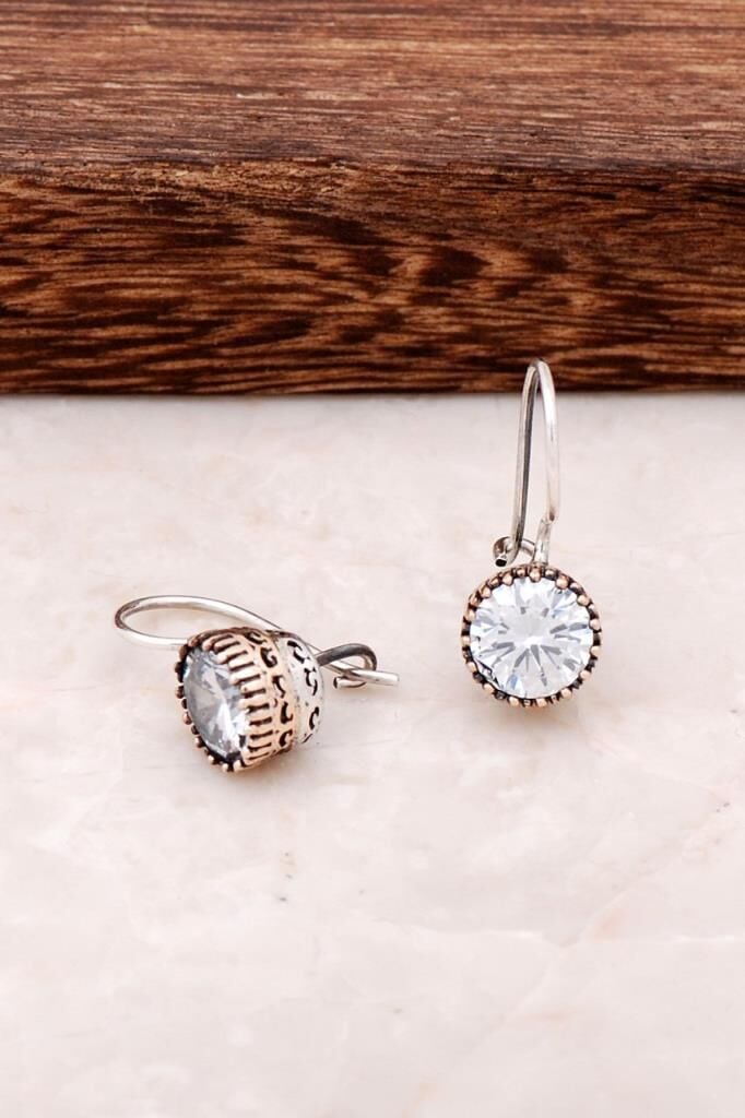 Quartz Taşlı Elişi Gümüş Tasarım Küpe 4238