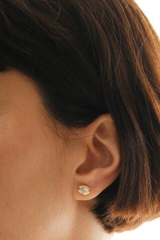 Altın Kaplama Göz Mini Gümüş Küpe 7358