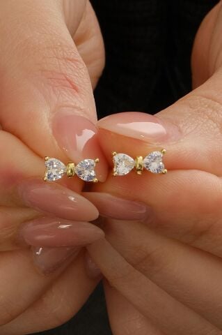 Fiyonk Altın Kaplama Mini Gümüş Küpe 7360