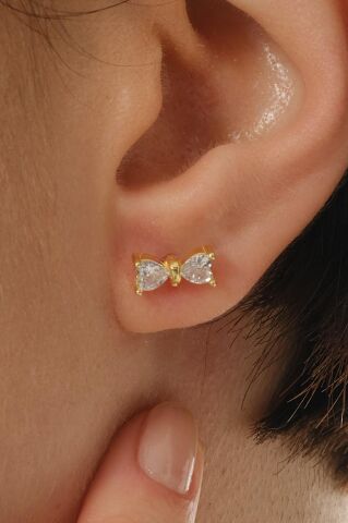 Fiyonk Altın Kaplama Mini Gümüş Küpe 7360