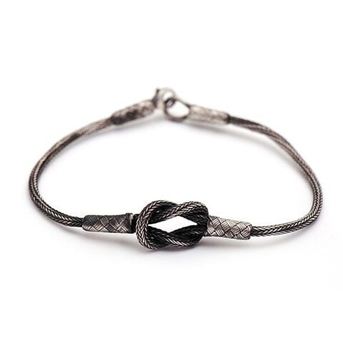 Kazaziye El Sarması Oksitlenmiş Gümüş Bileklik 198