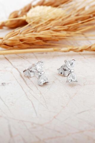 Fiyonk Rodyumlu Mini Gümüş Küpe 7361