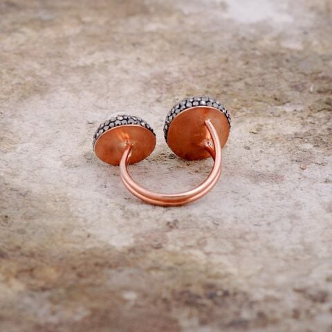 Yakut Ve İnci Taşlı Elişi Tasarım Gümüş Yüzük  2157