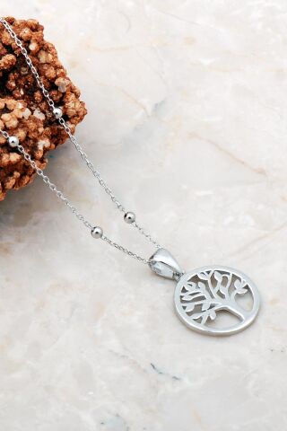 Kar Tanesi Dorissa Rodyumlu Gümüş Kolye 7185