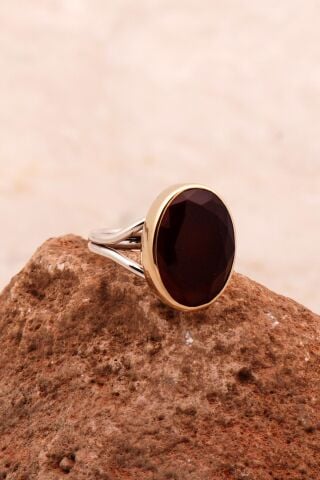 Yakut Taşlı Elişi Tasarım Gümüş Yüzük 3739