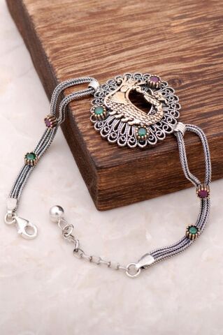 Şahmeran Tasarımlı Elişi Telkari Gümüş Bileklik 2935