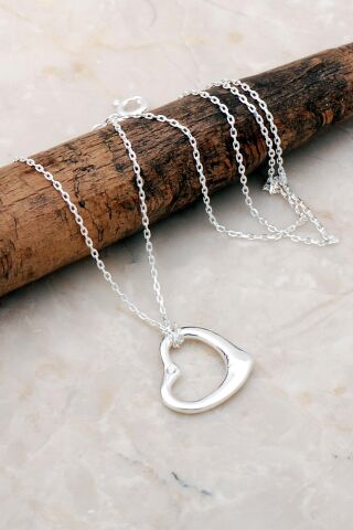 Kalp Tasarım Gümüş Kolye 7187