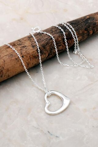 Kalp Tasarım Gümüş Kolye 7187