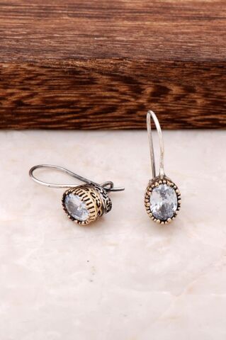 Kuvars Taşlı Elişi Tasarım 925 Ayar Gümüş Küpe 4247