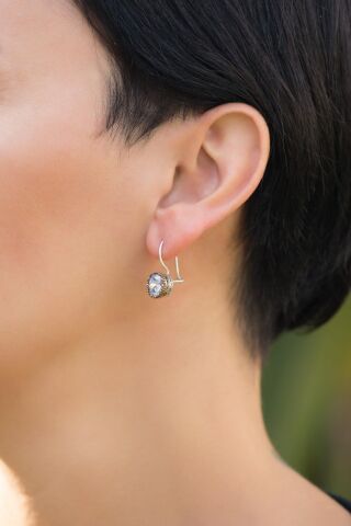 Kuvars Taşlı Elişi Tasarım 925 Ayar Gümüş Küpe 4247