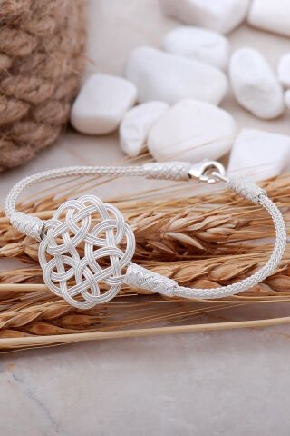 Aşk Düğümü Kazaziye El Sarması Gümüş Bileklik 205
