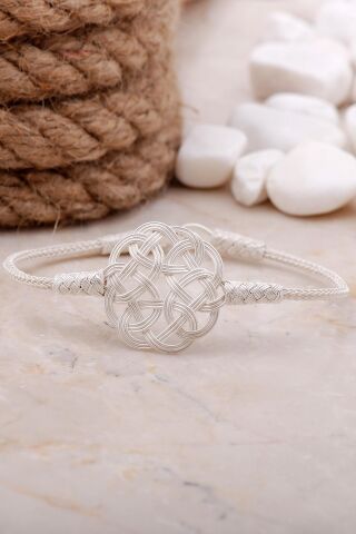 Aşk Düğümü Kazaziye El Sarması Gümüş Bileklik 205