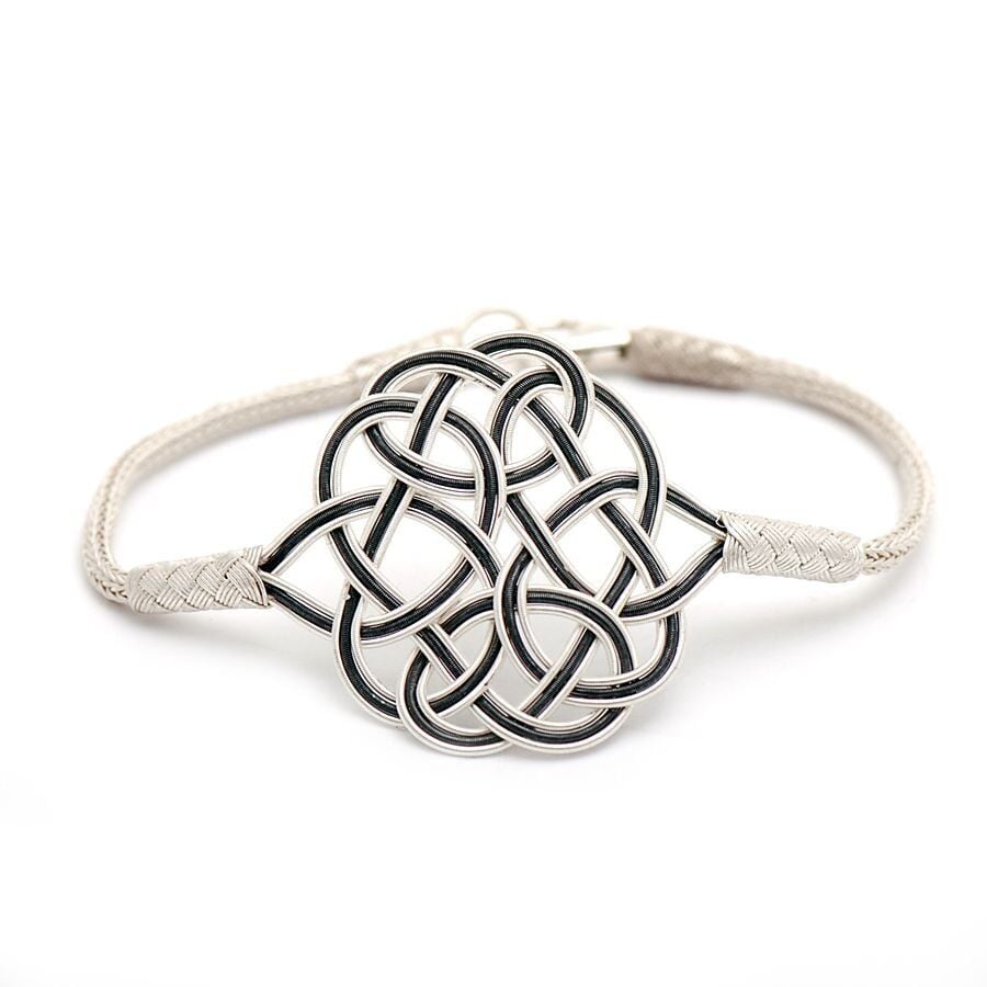 Aşk Düğümü İki Renk Kazaziye El Sarması Gümüş Bileklik 206