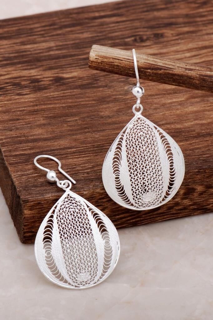 Damla Tasarım Telkari Gümüş Küpe 4605