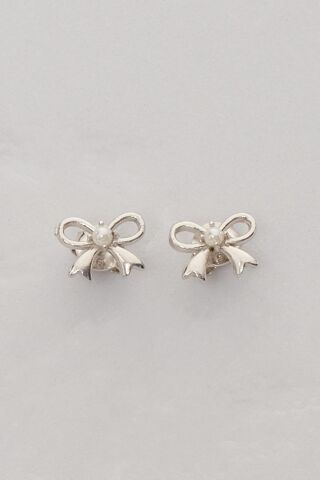 İncili Fiyonk Rodyumlu Mini Gümüş Küpe 7368