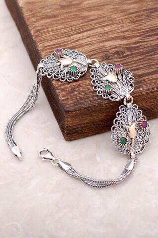 Laleli Telkari İşlemeli Gümüş Bileklik 2939