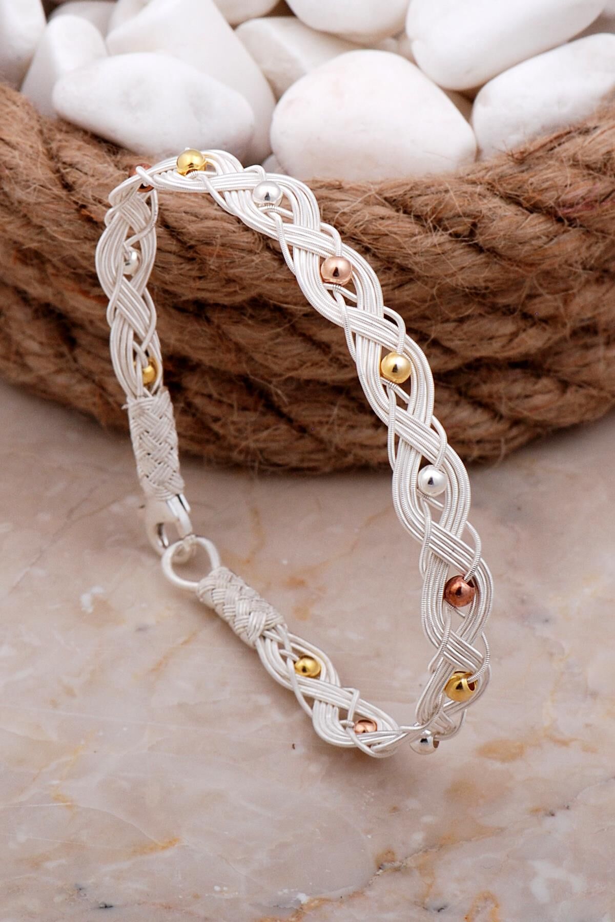 Kazaziye Elişi Toplu Gümüş Bileklik 4138