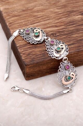 Vav Harfli Telkari İşlemeli Gümüş Bileklik 2941