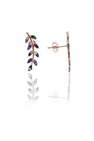 Başak Rose Gümüş Mix Taşlı Küpe 5116