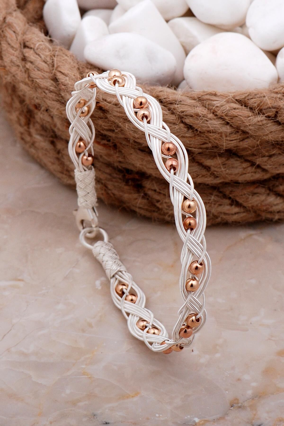 Kazaziye Elişi Rose Toplu Gümüş Bileklik 4140