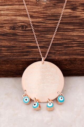 Rose Gümüş Ayetli Tasarım Kolye 3218