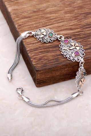 Karanfil Tasarımlı Telkari İşlemeli Gümüş Bileklik 2943