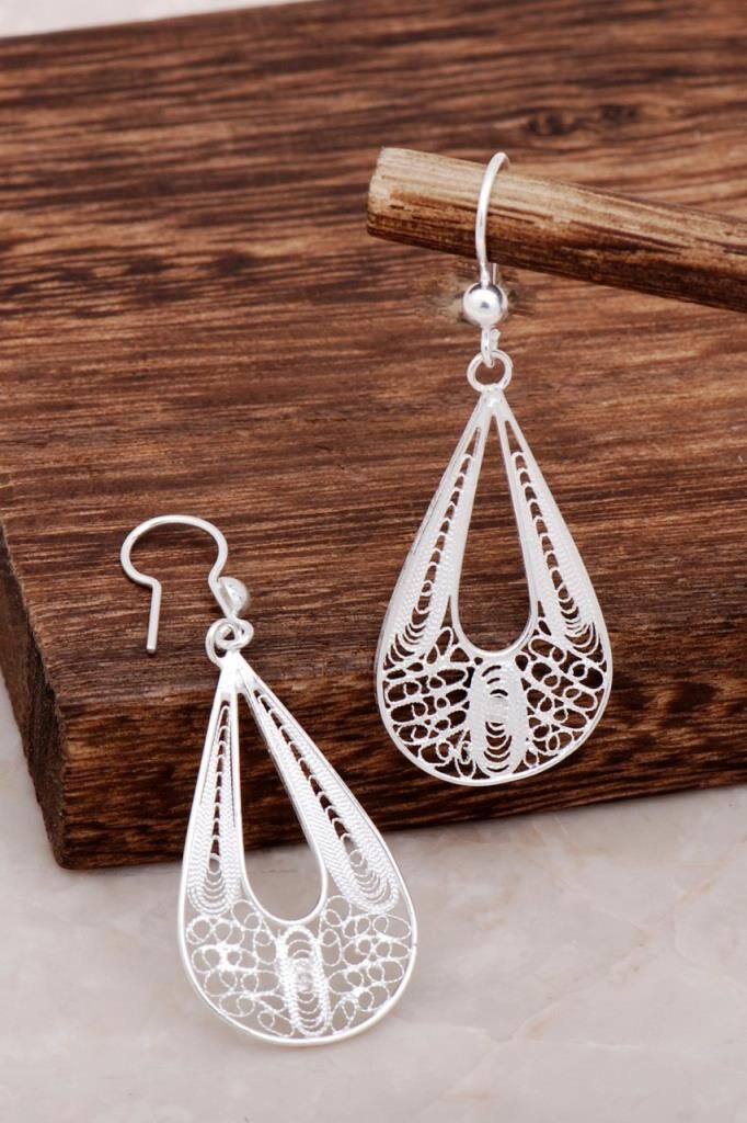 Damla Tasarım Telkari Gümüş Küpe 4613