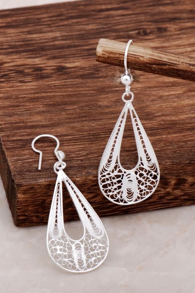 Damla Tasarım Telkari Gümüş Küpe 4613